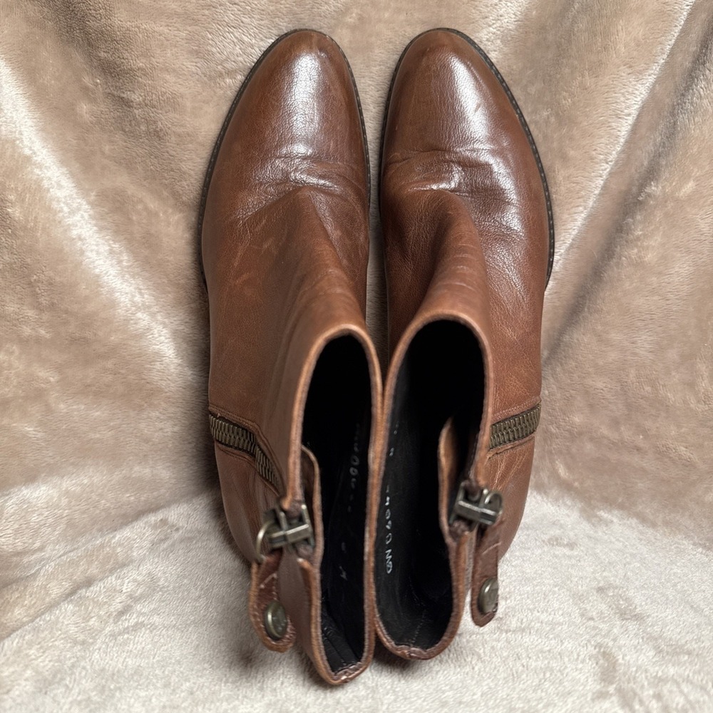 Stuart Weitzman Ankle Boots Women 6M Brown Leather Block Heel Classic Designer - Picture 6 of 8